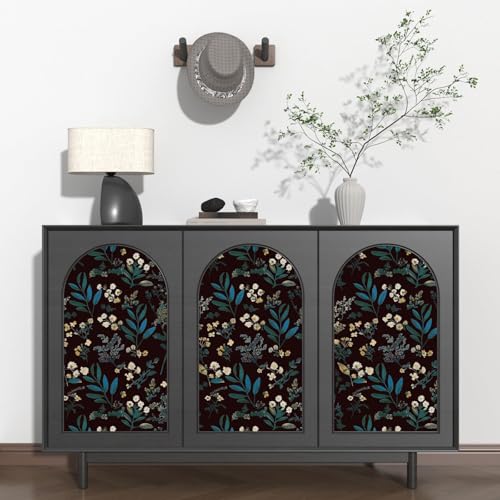 Laatse Vintage Wallpaper Peel and Stick Dark Green Floral Wallpaper 17.5'' x 118'' Green Leaf Contact Paper Vinyl Waterproof Self Adhesive Boho Botanical Wall Paper for Bedroom Cabinet Décor - color: Teal, size: 118" x 17.5"