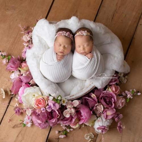 Baby Wrap: Newborn Photography Swaddle. Infant Photoshoot Prop for Boy or Girl. Baby Swaddle Wrap and Receiving Blanket for Newborn Photography. Photo Props for Little Ones (White) - color: White