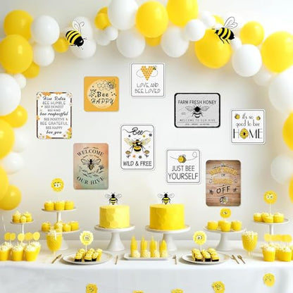 WERNNSAl 9PCS Bee Birthday Party Decorations - Honey Bee Signs Decoration for Kids Girls Farm Bee Birthday Party Funny Bumble Bee Hive Decor for Happy Bee Day Baby Shower Supplies Bee Sign Posters on Garden Home Yard Wall Decor - style: Bee A002