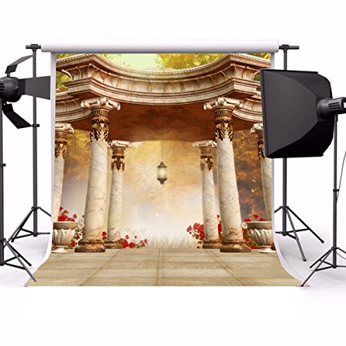 Yeele 10x10ft Pavilion Backdrop for Photography Romantic Wedding Royal Gazebo Background Garden Stones Pillars Lantern Marble Floor Party Decoration Kids Adult Photo Booth Shoot Props