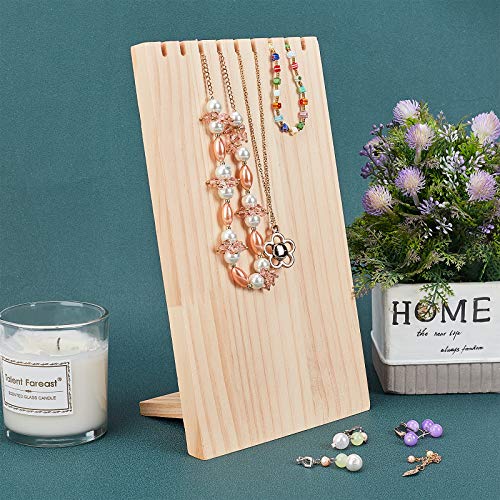 AHANDMAKER Wood Necklace Holder, 9.6 Inch Wooden Plank Necklace Jewelry Display Stand, Detachable Wooden Jewelry Organizer Stand, Necklace Display Stand, Ornament Display for Home Bedroom Decoration
