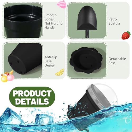 Honeydak 25 Pack Flowerpot Dessert Cup Plastic Cake Cups with Lid Shovel Spoon Mini Flower Pot Dessert Cups Ice Cream Yogurt Cupcake Holder Containers for Birthday Party Supplies DIY Baking (Black) - color: Black
