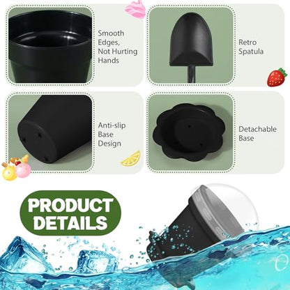 Honeydak 25 Pack Flowerpot Dessert Cup Plastic Cake Cups with Lid Shovel Spoon Mini Flower Pot Dessert Cups Ice Cream Yogurt Cupcake Holder Containers for Birthday Party Supplies DIY Baking (Black) - color: Black