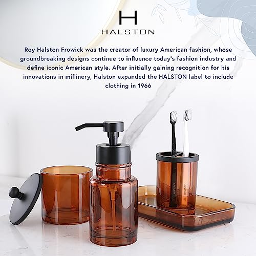 H Halston Amber Glass 9x5 Vanity Tray, Bathroom Organizer, Trinket Tray for Jewelry, toiletries, Organization, Durable Heavy Weight Construction