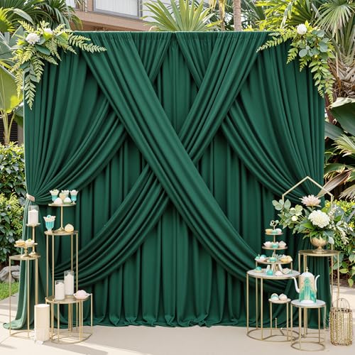 20ft x 14ft Hunter Green Backdrop Curtains for Wedding Parties, 4 Panels Wrinkle Free Polyester Fabric Drapes for Reception, Photography Background, Baby Shower & Stage Decor (5ft x 14ft Each) - color: Hunter Green, size: 5ft(W)x14ft(H),4panels