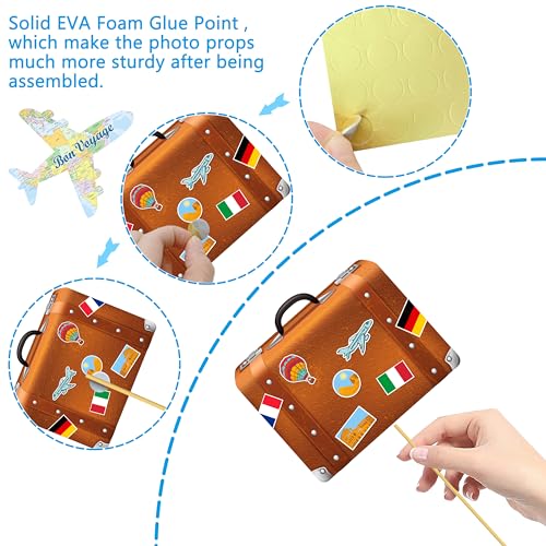37pcs Travel Theme Party Photo Booth Props Adventure Awaits Party Decorations Let The Adventure Begin Bon Voyage Map Theme Photo Props for Farewell Retirement Around The World Party Supplies