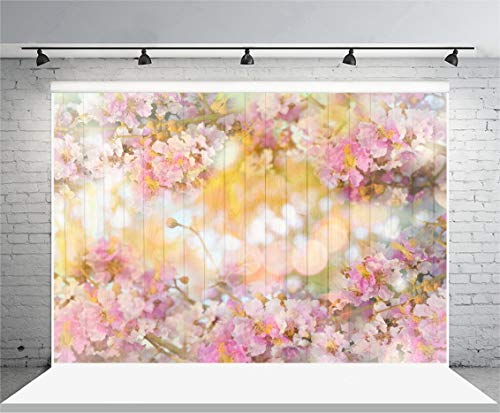 AOFOTO 12x8ft Pink Floral Wood Backdrops Spring Blossom Flowers Wooden Wall Valentines Day Decoration Wallpaper Photography Background Newborn Kids Baby Portrait Photoshoot Photo Studio Props Vinyl - size: 12x8ft