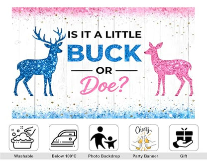 5x3ft Buck or Doe Gender Reveal Backdrop Neutral Tone Wood Photography Background Balloon Arch Setup Banner Photo Studio Props - size: 5x3ft