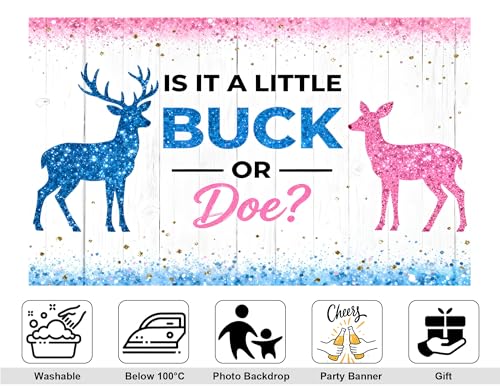 8x5ft Buck or Doe Gender Reveal Backdrop Neutral Tone Wood Photography Background Balloon Arch Setup Banner Photo Studio Props - size: 8x5ft