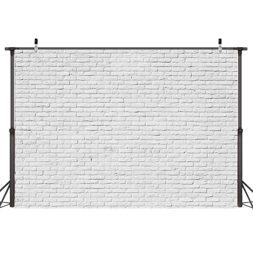 Brick Wall Backdrop White 10x10 FT Photo Fabric Backdrop Podcast Photography Background Birthday Party Wedding Baby Shower Decorations Photo Booth Prop - color: White, size: 10x10 FT
