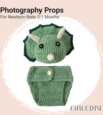 Newborn Photoshoot Outfit Dinosaur Boy Photography Prop Dino Helmet Hat & Diaper Cover Props For Baby Girl Photo