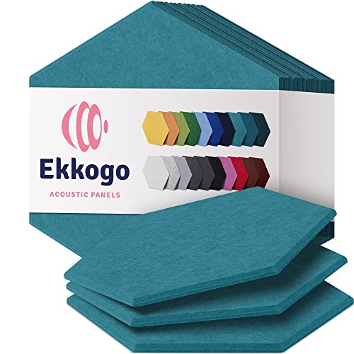 Acoustic Panels 12-Pack Soundproof Wall Panels 12"X10.4"X0.4" Sound Panels High Density Sound Dampening Panels - [Light Turquoise Hexagon] - color: Light Turquoise, size: Medium Hexagon 12 Pack
