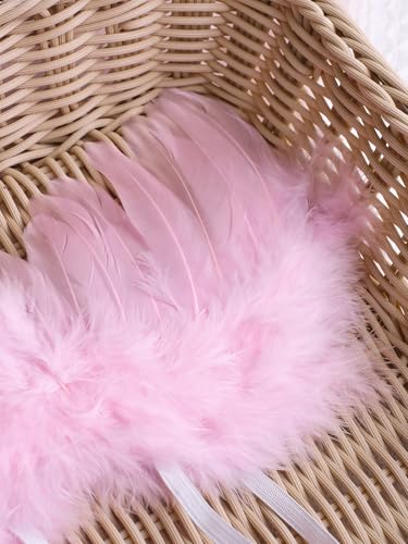 Holibeat 0-6M Newborn Baby Angel Wings with Feathers Newborn Photography Posing Props with a Headband (pink1) - color: pink1