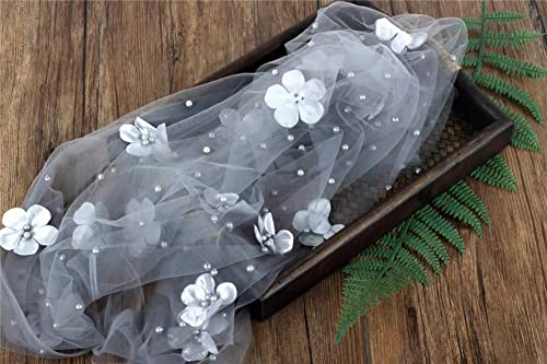 Coberllus Newborn Photography Props Boys Girls Wrap Blanket Baby Photo Shoot Floral Pearl Decorative Mesh Rug Layer Basket Filler (Light Gray) - color: Light Gray