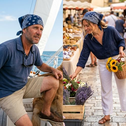 The Peacock Crew Premium Soft Cotton Bandanas Pack for Men and Women Paisley 22 x 22 inches - color: Pack of 10 Navy Blue