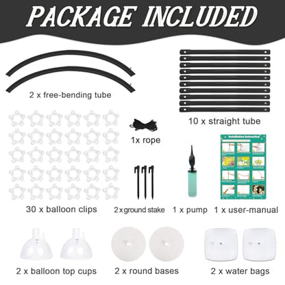 AerWo [Upgraded] Balloon Arch Kit Stand, 8.2ft+6ft Half Arch Balloon Stand with Base, Free Bending Top Balloon Arch Frame Curve for Floor, Perfect Birthday Wedding Christmas Decorations - style: Black Balloon Arch Stand