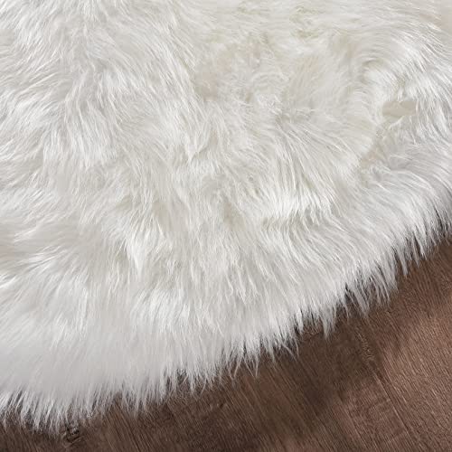 Goolela White Faux Sheepskin Fur Rug 2x6 Fluffy Fuzzy Furry Runner for Bedroom Bedside Shaggy Soft Sheepskin - color: White, size: 2' x 6' (Sheepskin)