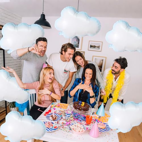 Biapian Large Cloud Balloons Set, 6 Pcs 30 Inch White Clouds Foil Balloons, Helium & Air Cloud Party Decorations for Girls Boys Baby Shower, Birthday, Wedding, Blue Sky Theme Supplies - style: Clouds