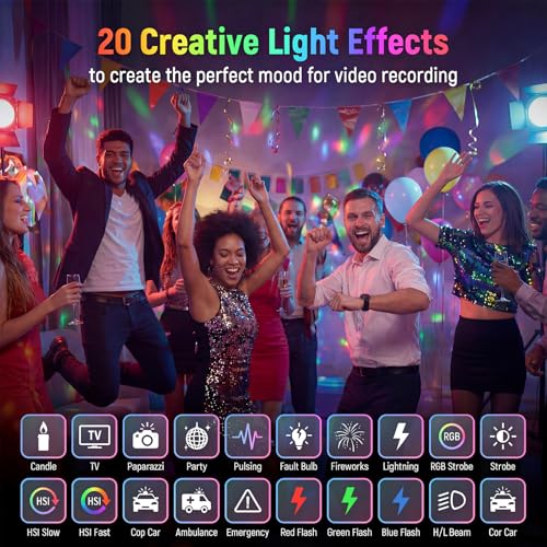 RGB Video Light, Portable Camera Light, 3100mAh with 1/4” Cold Shoe Adapter CRI95+ LED Fill Light, 0-359° Hue, 2500K-9000K CCT, 20 Effects, 140 LEDs for TikTok, Vlogging, Photography - color: RGB