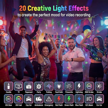 RGB Video Light, Portable Camera Light, 3100mAh with 1/4” Cold Shoe Adapter CRI95+ LED Fill Light, 0-359° Hue, 2500K-9000K CCT, 20 Effects, 140 LEDs for TikTok, Vlogging, Photography - color: RGB