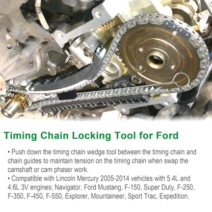 Timing Belt Tools Compatible with Ford 4.6L/5.4L 3V Engine Valve Spring Compressor Cam Phaser Holding Timing Chain Locking Wedge Crankshaft Positioning Wrench Holder Pulley Bolt Tool Set - style: 6PCS Timing Tool Kit for Ford
