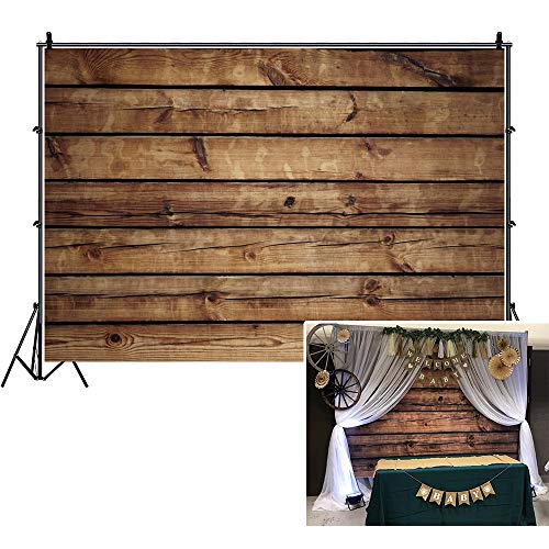 Wood Backdrops for Photography Rustic Brown Wooden Backdrop Banner LFEEY 5x3ft Vinyl Seamless Vintage Worn Wood Boards Background Newborn Baby Adults Wedding Birthday Party Decorations Props - size: 5x3ft