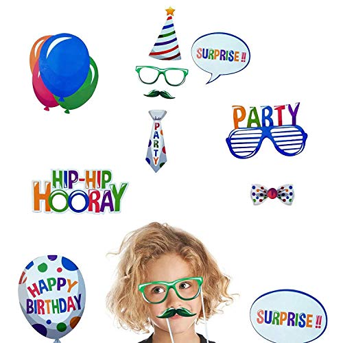 22 Pcs Happy Birthday Photo Booth Props - Funny DIY Creative Decor for Celebrating