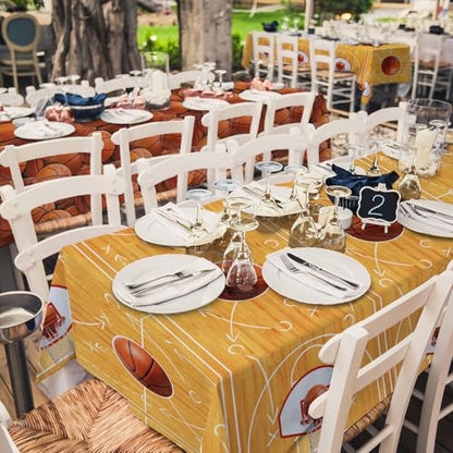 Basketball Party Supplies Set: Basketball Party Decorations & Party Favors, Includes 2-Pack Basketball -Themed Tablecloths for Kids 1st Birthday, Basketball Disposable Table Covers 54 x 108 Inch - style: basketball