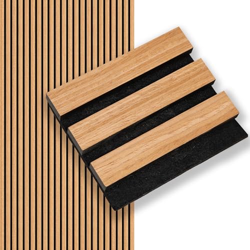 Smartstandard Sample Wood Slat Wall Panel, Soundproof Wooden Wall Panels, Acoustic Wood Panels for Wall, Light Brown, Sample Pack - color: Light Brown, size: 6" x 4.7"