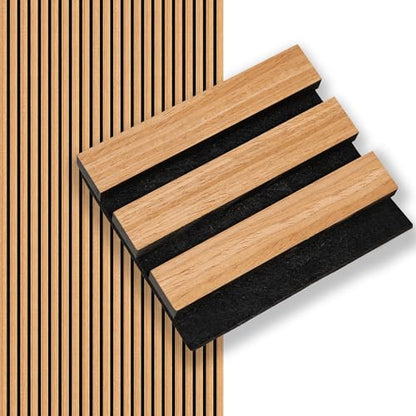 Smartstandard Sample Wood Slat Wall Panel, Soundproof Wooden Wall Panels, Acoustic Wood Panels for Wall, Light Brown, Sample Pack - color: Light Brown, size: 6" x 4.7"