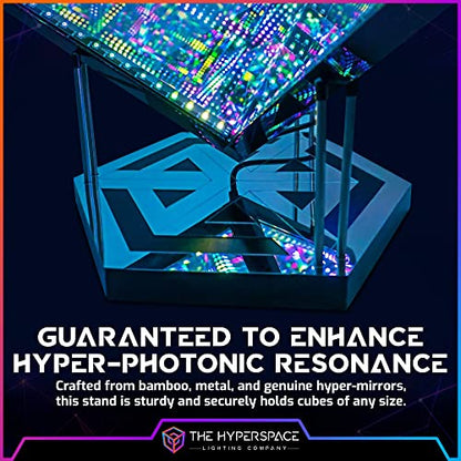 HyperStand for HyperCube Infinity Cube LED Light - 12.5-Inch Display Stand with Solid Bamboo Base, Stainless Steel Metal Rods & Laser-Etched Acrylic Hyper-Mirror - Fits Both HyperCube10 & HyperCube15