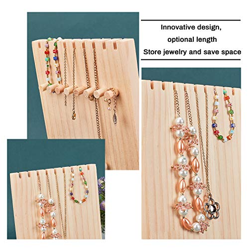 AHANDMAKER Wood Necklace Holder, 9.6 Inch Wooden Plank Necklace Jewelry Display Stand, Detachable Wooden Jewelry Organizer Stand, Necklace Display Stand, Ornament Display for Home Bedroom Decoration