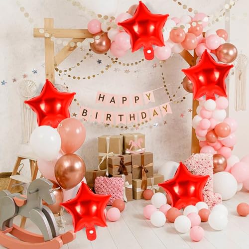 50 Pcs Star Balloons,10 Inch Red Star Foil Balloons,Stars Shaped Balloon Mylar Helium Balloon for Birthday Party Anniversary Wedding Baby Shower Decorations (10inch-red) - color: 10inch-red