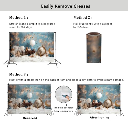 YongFoto Travel Adventure Theme Backdrop 5x3ft Cute Clouds Sky Stars Bear Globe Photography Background Adventure Awaits Baby Shower Girl Boy 1st 2nd Birthday Party Banner Kids Portraits Photoshoot - color: Style 3, size: 5ftx3ft