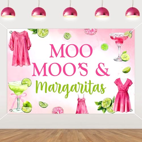 Margarita Birthday Party Decorations, Pink and Green Moo Moos & Margaritas Decorations Backdrop Margs and Matrimony Bachelorette Party Decor for Mexican Birthday Bridal Shower Wedding Supplies5*3ft - size: 5*3ft