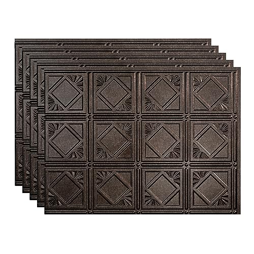 FASÄDE Traditional Style/Pattern 4 Decorative Vinyl 18in x 24in Backsplash Panel in Smoked Pewter (5 Pack) - color: Smoked Pewter, size: 5 Pack