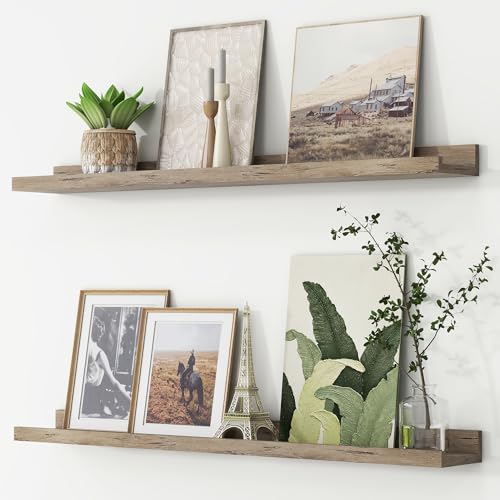 FLYJOE Picture Ledge Shelf, Floating Shelves Set of 2, 36 Inches Long Large Nursery Book Shelves for Toys Storage, Kids Bookshelf Wall Mounted for Living Room Bedroom Decor Books Photo Frames, Grey - color: Grey, size: 36'', Set of 2