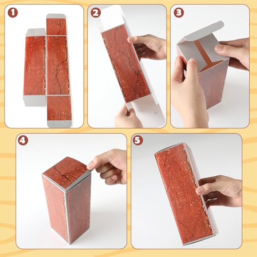Tenceur 24 Pcs Hero Party Decorations 5.91 x 2.76 Inches 3D Red Brick Paper Box Photography Backdrop for Hero Themed Baby Shower Birthday Party Favor