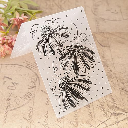 3pcs Daisy Flowers Background Pattern Plastic Embossing Folder, 3D Textured Impressions Floral Background Embossing Folder Template for Card Making Scrapbooking Paper Craft Album Stamps DIY Décor - color: 3pcs Daisy Flowers Sunflowers