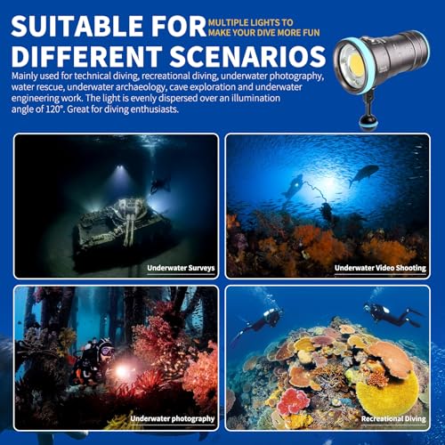 Seal CB 4000 Lumen Dive Light for Underwater Photography, 100m Underwater Video Light 94 CRI with 120 Degree Wide Beam Angle Scuba Flashlight for Professional Dive Photography Fill Light - size: Seal CB