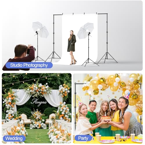 EMART 8.5x10ft Green Screen Backdrop Kit with 6x9ft Polyester Backdrop(Black/White/Green), Adjustable Photography Background Support System for Studio Photography, Parties, Wedding, Video Shooting - size: 8.5x10ft(backdrop stand)/6x9ft(backdrop)