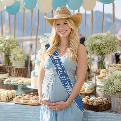 Blue Jean Twins Baby Shower Decorationsa Denim and Diamonds Mommy of Twins Sash Gift for Mom-to-Be A Blue Jean Baby Is on the Way Baby Shower Gender Reveal Pregnancy Announcement Party Supplies Favor