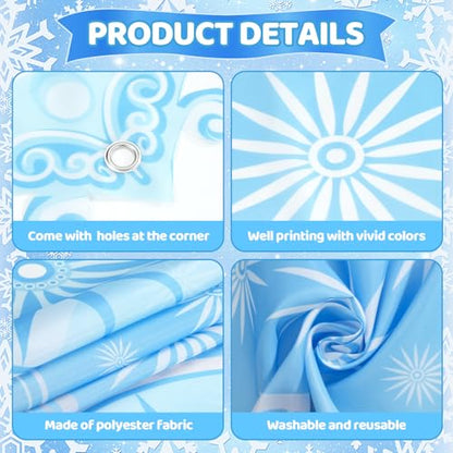 Snowflake Princess Carriage Photo Prop Background Winter Wonderland Selfie Frame Photography Blue Carriage Backdrop Banner 63" Fairy Tale Photo Booth for Winter Snow Holiday Birthday Party Decoration