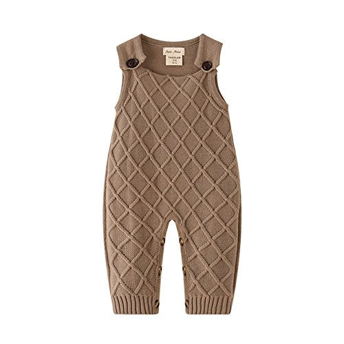 Vintage Baby Boy Knitted Outfits Overalls Romper Toddler Little Infant Photoshoot Props Clothes - color: Chestnut Brown, size: 18-24 Months