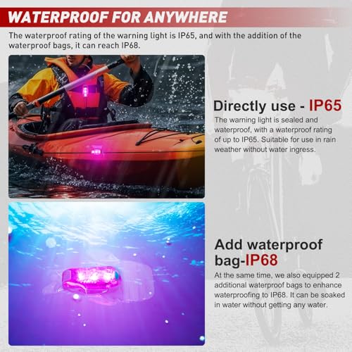 Nilight LED Safety Light 4PCS Pink Marine Navigation Bike Tail Lights Three Modes Waterproof Reflective Gear Clip On Flash Strobe Indicator Lamp for Night Boating Fishing Cycling Jogging - color: 3LED Safety Light-Pink