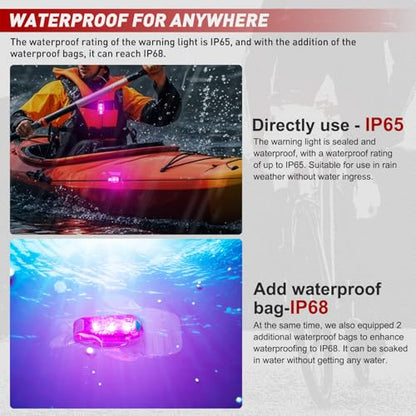 Nilight LED Safety Light 4PCS Pink Marine Navigation Bike Tail Lights Three Modes Waterproof Reflective Gear Clip On Flash Strobe Indicator Lamp for Night Boating Fishing Cycling Jogging - color: 3LED Safety Light-Pink