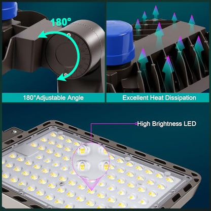 240W LED Parking Lot Light Dusk to Dawn Photocell 5000K Commercial Outdoor Area Light IP65 Waterproof 100-277V 36000LM Wall Mount - size: 240W Wall Mount