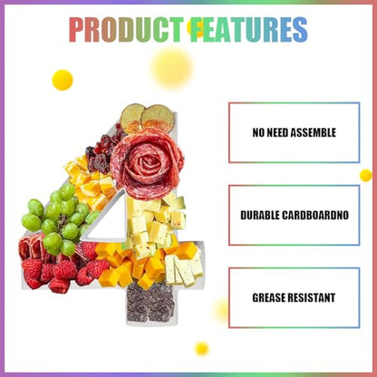 Charcuterie Cardboard Number Fillable Shaped Treat Decorative Box Anniversary Birthday Table Centerpiece (4 Style, 9inch) - size: 9inch, style: 4 Style