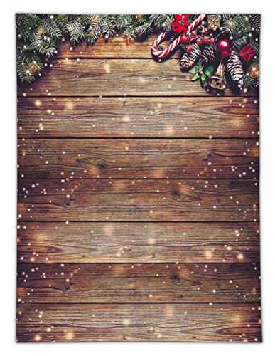 Allenjoy 6X8ft Soft Fabric Snowflake Gold Glitter Christmas Wood Wall Photography Backdrop Xmas Rustic Barn Vintage Wooden Floor Background for Kids Portrait Photo Studio Booth Photographer Props - size: 6'x8'