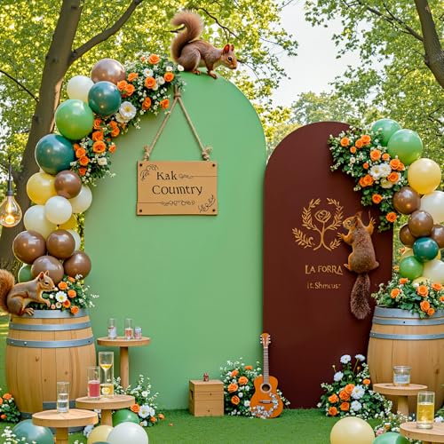 Green Brown Arch Backdrop Cover 6ft Spandex Wedding Arch Cover for Baby Shower Birthday Party Bridal Shower Balloon Arch Stand Cover Double Sided Banquet Photo Arch Covers Stretchy Backdrop - color: Green Brown, size: 6FT